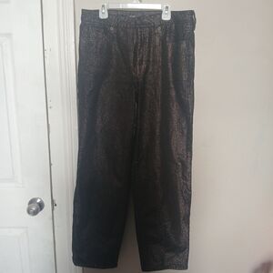 Old Navy High Waisted OG Loose Metallic Bronze And Black Wide Leg Jeans